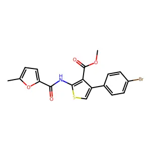 methyl 4-(4-bromophenyl)-2-[(5-methylfuran-2-carbonyl)amino]thiophene-3-carboxylate structure