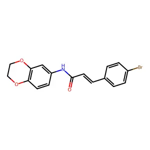 (E)-3-(4-bromophenyl)-N-(2,3-dihydro-1,4-benzodioxin-6-yl)prop-2-enamide structure