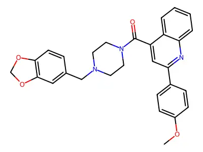 [4-(1,3-benzodioxol-5-ylmethyl)piperazin-1-yl][2-(4-methoxyphenyl)quinolin-4-yl]methanone structure