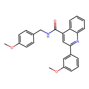 2-(3-methoxyphenyl)-N-[(4-methoxyphenyl)methyl]quinoline-4-carboxamide structure