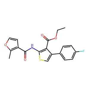 Ethyl 4-(4-fluorophenyl)-2-[(2-methyl-3-furoyl)amino]-3-thiophenecarboxylate structure