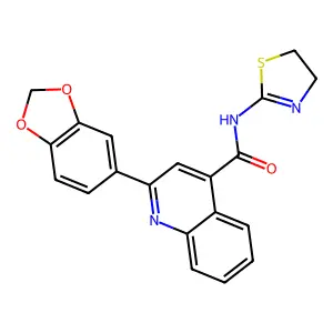 2-(1,3-benzodioxol-5-yl)-N-(4,5-dihydro-1,3-thiazol-2-yl)quinoline-4-carboxamide structure