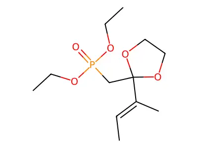 2-[(E)-but-2-en-2-yl]-2-(diethoxyphosphorylmethyl)-1,3-dioxolane structure