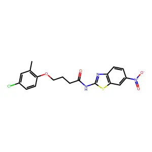 4-(4-chloro-2-methylphenoxy)-N-(6-nitro-1,3-benzothiazol-2-yl)butanamide structure