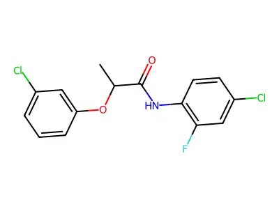 N-(4-chloro-2-fluorophenyl)-2-(3-chlorophenoxy)propanamide structure