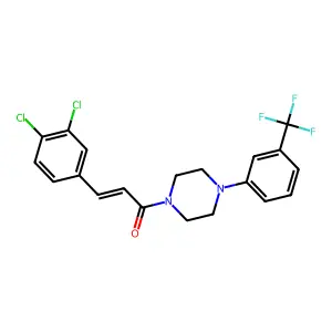 (E)-3-(3,4-dichlorophenyl)-1-[4-[3-(trifluoromethyl)phenyl]piperazin-1-yl]prop-2-en-1-one structure