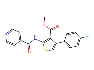 Methyl 4-(4-fluorophenyl)-2-[(pyridin-4-ylcarbonyl)amino]thiophene-3-carboxylate structure