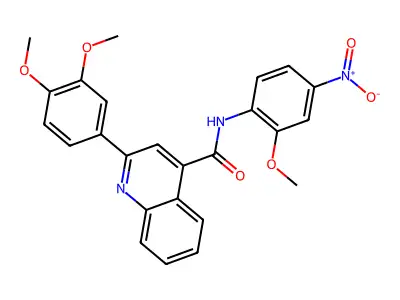 2-(3,4-dimethoxyphenyl)-N-(2-methoxy-4-nitrophenyl)quinoline-4-carboxamide structure