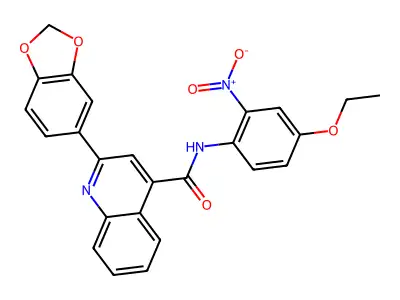 2-(1,3-benzodioxol-5-yl)-N-(4-ethoxy-2-nitrophenyl)quinoline-4-carboxamide structure
