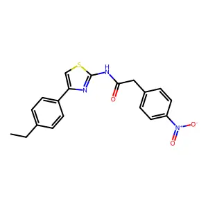 N-[4-(4-ethylphenyl)-1,3-thiazol-2-yl]-2-(4-nitrophenyl)acetamide structure