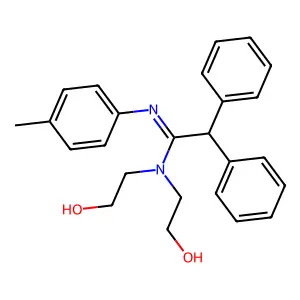 N,N-bis(2-hydroxyethyl)-N'-(4-methylphenyl)-2,2-diphenylethanimidamide structure