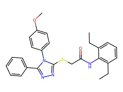 N-(2,6-diethylphenyl)-2-[[4-(4-methoxyphenyl)-5-phenyl-1,2,4-triazol-3-yl]sulfanyl]acetamide structure