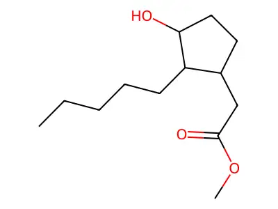 Methyl 2-(3-hydroxy-2-pentylcyclopentyl)acetate structure
