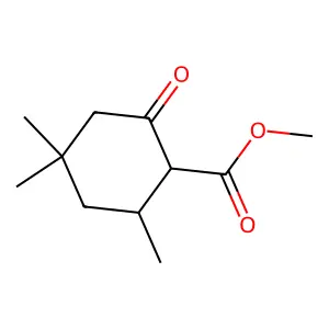 Cyclohexanecarboxylic acid, 2,4,4-trimethyl-6-oxo-, methyl ester structure