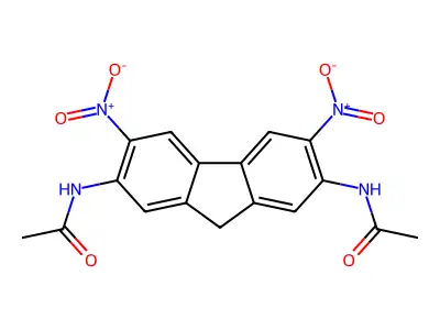N-(7-acetamido-3,6-dinitro-9H-fluoren-2-yl)acetamide structure