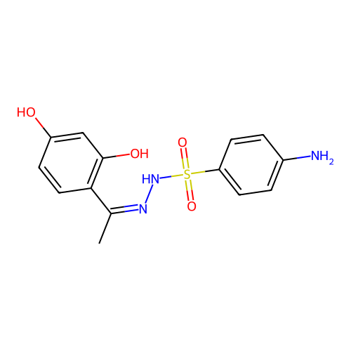 4-amino-N-[1-(2,4-dihydroxyphenyl)ethylideneamino]benzenesulfonamide structure