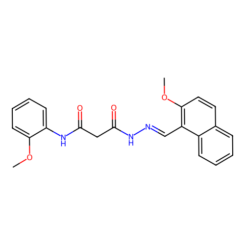N'-[(2-methoxynaphthalen-1-yl)methylideneamino]-N-(2-methoxyphenyl)propanediamide structure