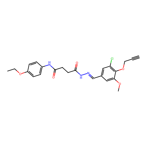 N'-[(3-chloro-5-methoxy-4-prop-2-ynoxy-phenyl)methylideneamino]-N-(4-ethoxyphenyl)butanediamide structure