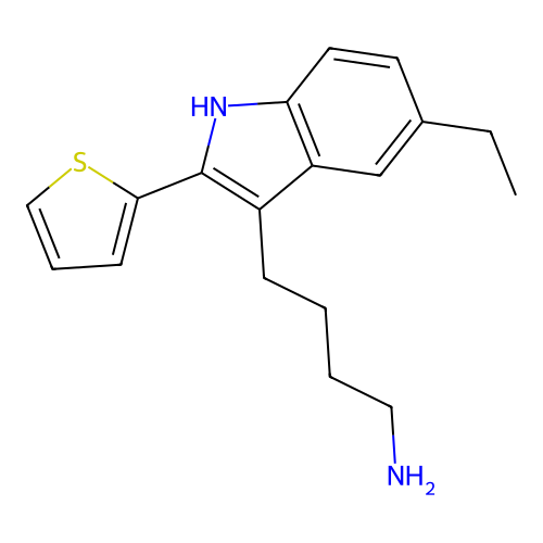 4-(5-ethyl-2-thiophen-2-yl-1H-indol-3-yl)butan-1-amine structure