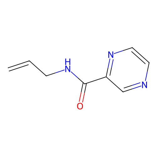 N-prop-2-enylpyrazine-2-carboxamide structure