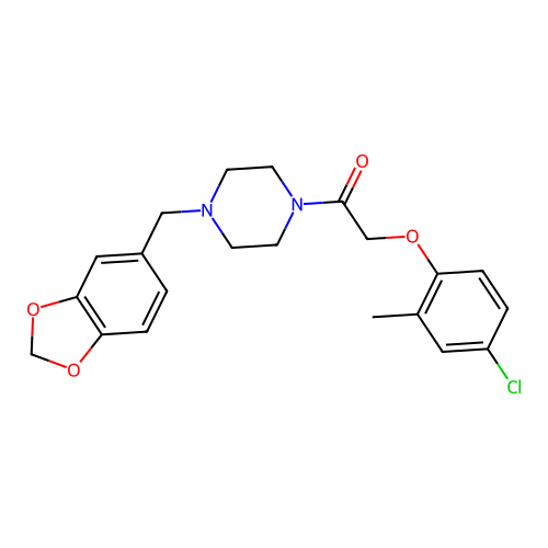 1-[4-(1,3-benzodioxol-5-ylmethyl)piperazin-1-yl]-2-(4-chloro-2-methylphenoxy)ethanone structure