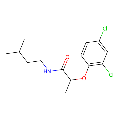 2-(2,4-dichlorophenoxy)-N-(3-methylbutyl)propanamide structure