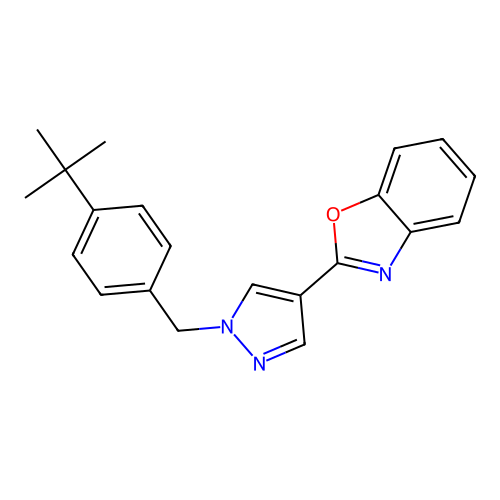 2-[1-[(4-Tert-butylphenyl)methyl]pyrazol-4-yl]-1,3-benzoxazole structure