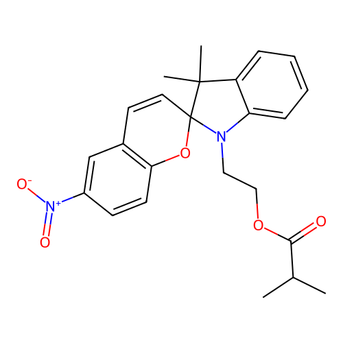 2-(3',3'-Dimethyl-6-nitrospiro[chromene-2,2'-indolin]-1'-yl)ethyl isobutyrate structure