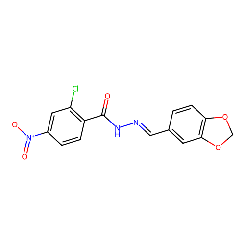 N'-(1,3-benzodioxol-5-ylmethylene)-2-chloro-4-nitrobenzohydrazide structure