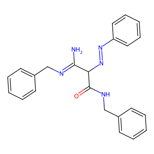 3-amino-N-benzyl-3-benzylimino-2-phenyldiazenylpropanamide structure
