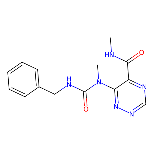 6-[(benzylcarbamoyl)(methyl)amino]-N-methyl-1,2,4-triazine-5-carboxamide structure