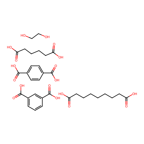 Adipic acid, azelaic acid, ethylene glycol, isophthalic acid, terephthalic acid polymer structure