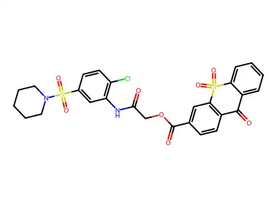 [2-(2-chloro-5-piperidin-1-ylsulfonylanilino)-2-oxoethyl] 9,10,10-trioxothioxanthene-3-carboxylate structure