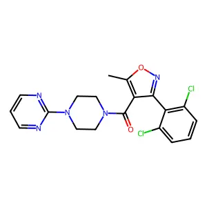 3-(2,6-Dichlorophenyl)-5-methylisoxazol-4-YL 4-pyrimidin-2-ylpiperazinyl ketone structure