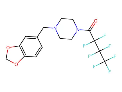 1-{4-[(2H-1,3-Benzodioxol-5-yl)methyl]piperazin-1-yl}-2,2,3,3,4,4,4-heptafluorobutan-1-one structure