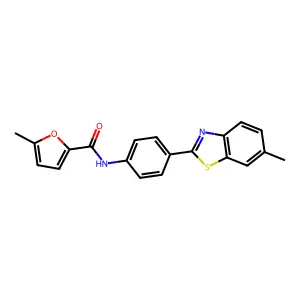5-methyl-N-[4-(6-methyl-1,3-benzothiazol-2-yl)phenyl]furan-2-carboxamide structure