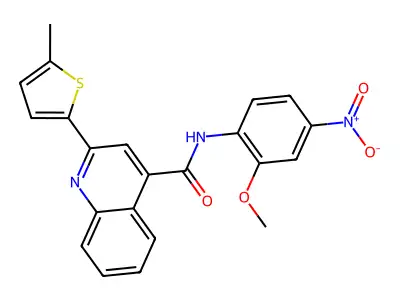 N-(2-methoxy-4-nitrophenyl)-2-(5-methylthiophen-2-yl)quinoline-4-carboxamide structure