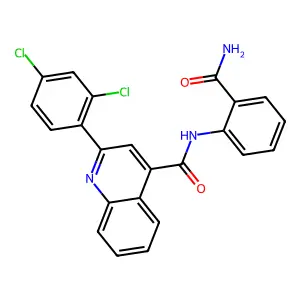 N-(2-carbamoylphenyl)-2-(2,4-dichlorophenyl)quinoline-4-carboxamide structure