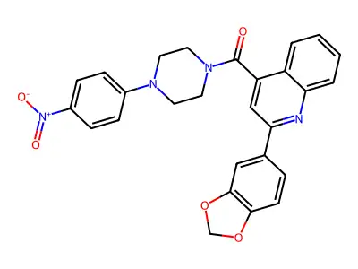 [2-(1,3-benzodioxol-5-yl)quinolin-4-yl]-[4-(4-nitrophenyl)piperazin-1-yl]methanone structure