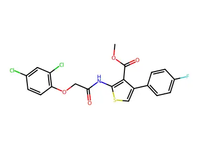 methyl 2-[[2-(2,4-dichlorophenoxy)acetyl]amino]-4-(4-fluorophenyl)thiophene-3-carboxylate structure