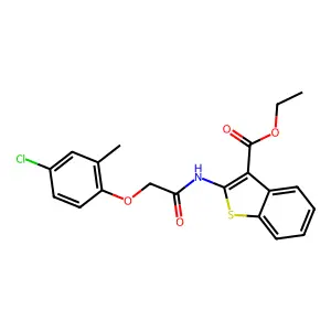 Ethyl 2-{[(4-chloro-2-methylphenoxy)acetyl]amino}-1-benzothiophene-3-carboxylate structure