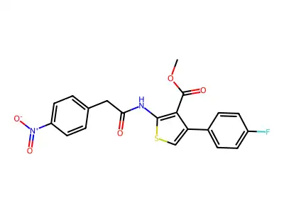 methyl 4-(4-fluorophenyl)-2-[({4-nitrophenyl}acetyl)amino]-3-thiophenecarboxylate structure