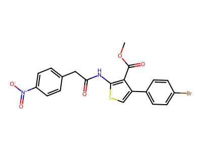 Methyl 4-(4-bromophenyl)-2-[({4-nitrophenyl}acetyl)amino]-3-thiophenecarboxylate structure