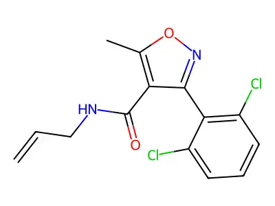 3-(2,6-dichlorophenyl)-5-methyl-N-prop-2-enyl-1,2-oxazole-4-carboxamide structure