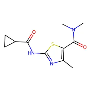 2-[(cyclopropylcarbonyl)amino]-N,N,4-trimethyl-1,3-thiazole-5-carboxamide structure