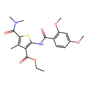 ethyl 2-[(2,4-dimethoxybenzoyl)amino]-5-(dimethylcarbamoyl)-4-methylthiophene-3-carboxylate structure