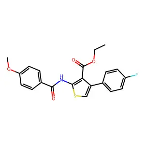 3-Thiophenecarboxylic acid, 4-(4-fluorophenyl)-2-[(4-methoxybenzoyl)amino]-, ethyl ester structure