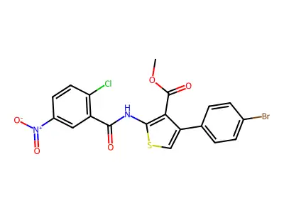 methyl 4-(4-bromophenyl)-2-({2-chloro-5-nitrobenzoyl}amino)-3-thiophenecarboxylate structure