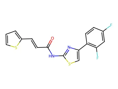 (E)-N-[4-(2,4-difluorophenyl)-1,3-thiazol-2-yl]-3-thiophen-2-ylprop-2-enamide structure