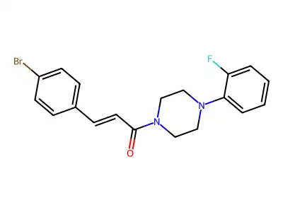 (E)-3-(4-bromophenyl)-1-[4-(2-fluorophenyl)piperazin-1-yl]prop-2-en-1-one structure